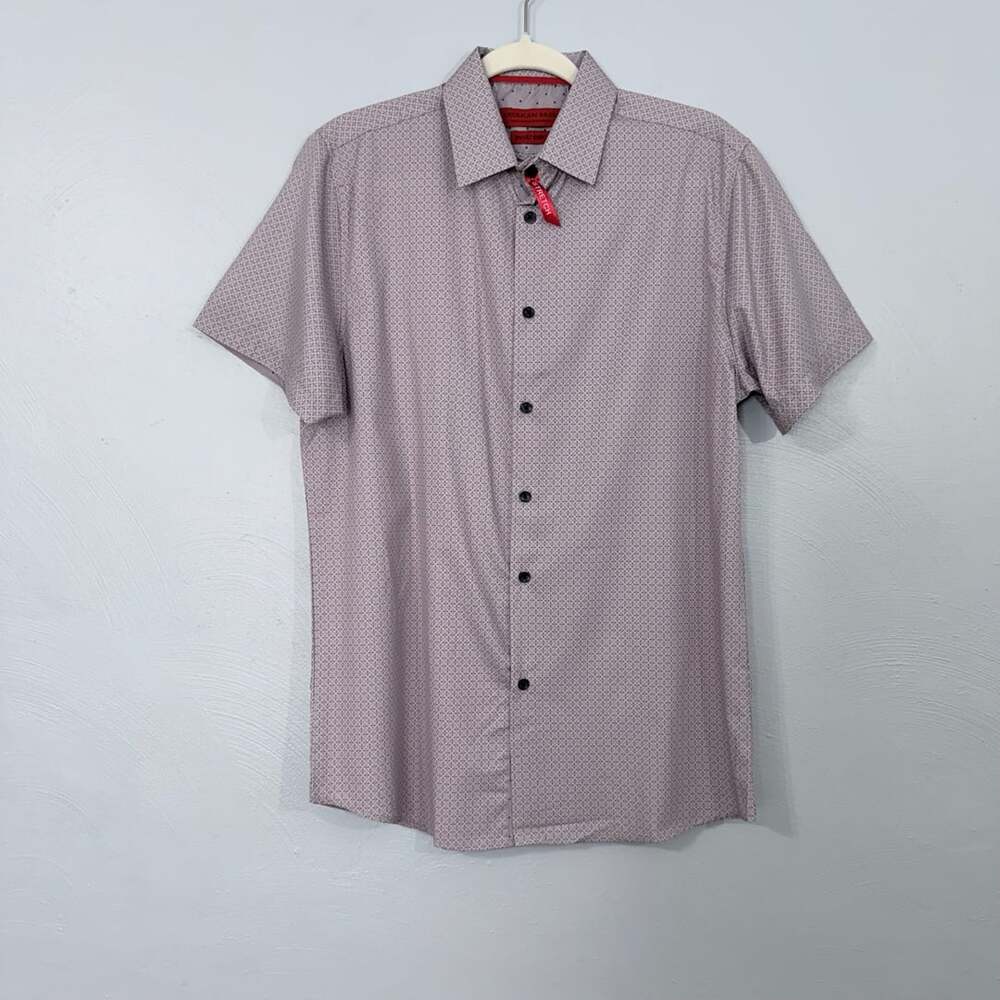 American Breed Men's Smart Shirt M NWT Light Pink Geometric Short Sleeve